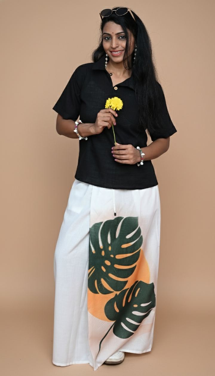 Women Tropical Monstera Leaf Pajamalungi