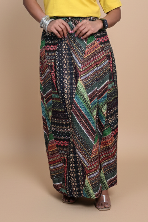 Women Multicolor Chevron Tribal Pajamalungi for Women