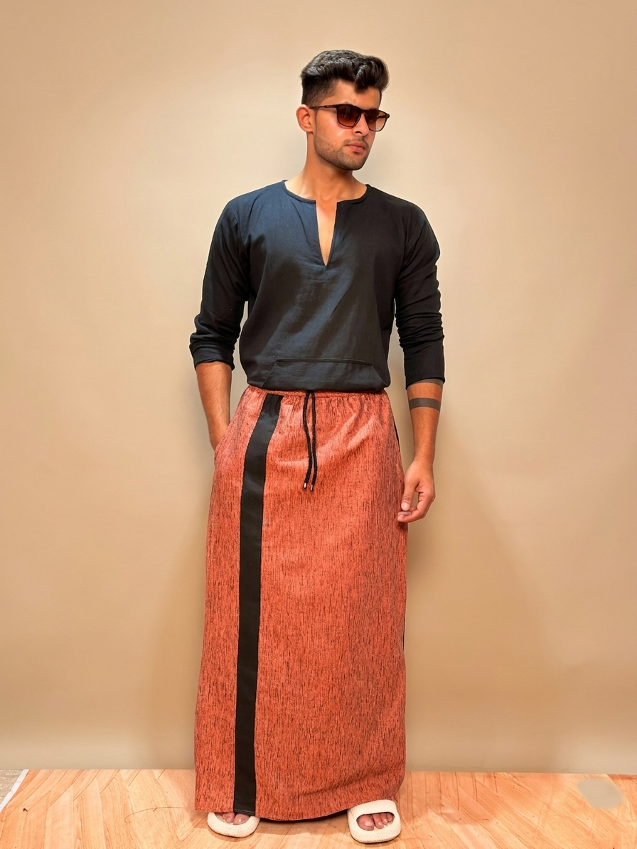 Men Coppar Color With Black Contrast Stripe Pajamalungi