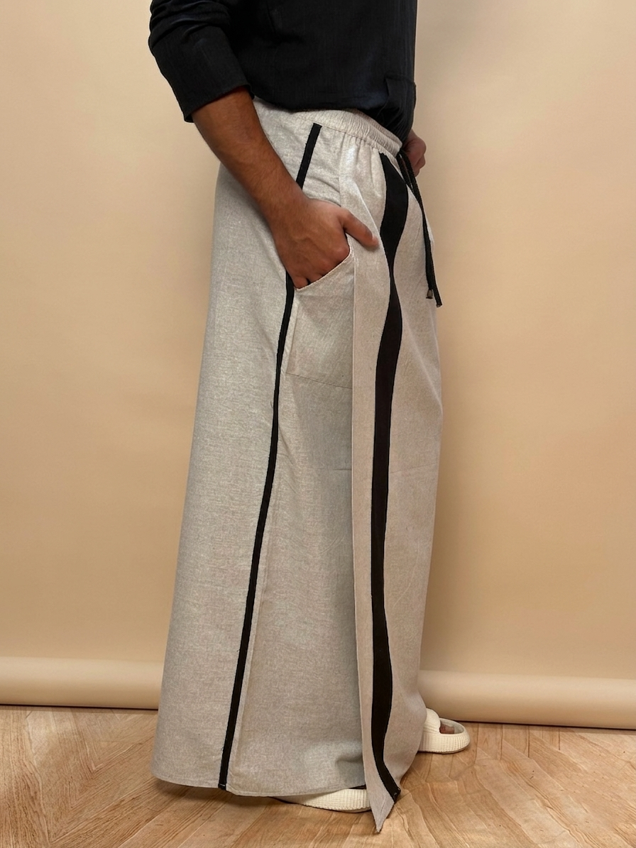 Men Smoke Grey Color With Black Contrast Stripe Pajamalungi
