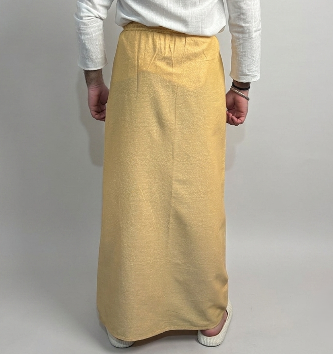Men Yellow Color Pajamalungi With Yellow Stripe Panel