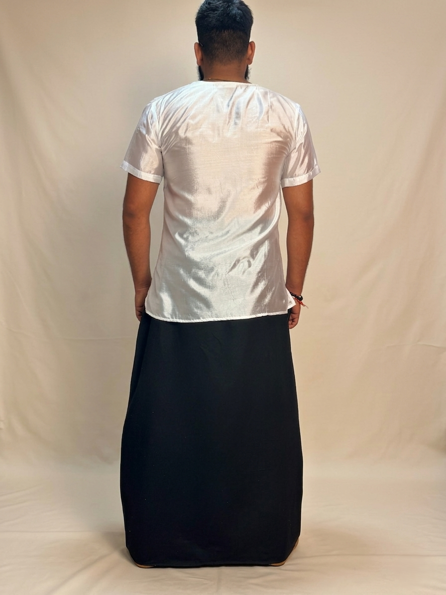 Men Black Color With Copper Zari Stripe Pajamalungi