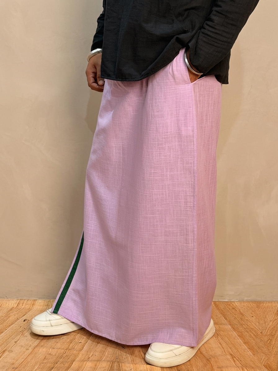 Men Mauve Color With Green Color Stripe pajamalungi