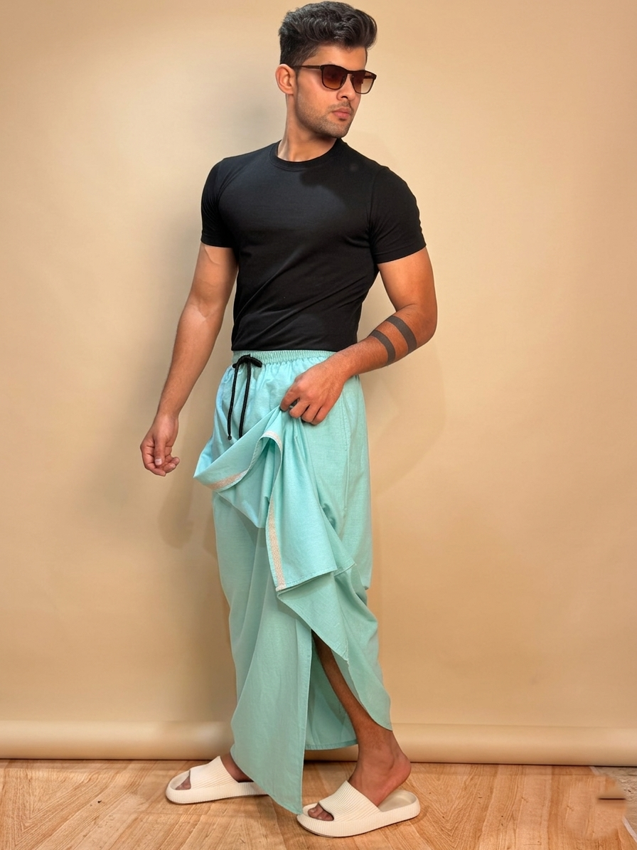 Men Seagreen Color With Light Grey Stripe Pajmalungi