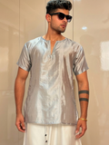 Men Smoke Grey Colour Silk Kurta