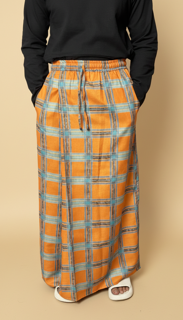 Men Classic Orange&Blue Checked Pajamalungi