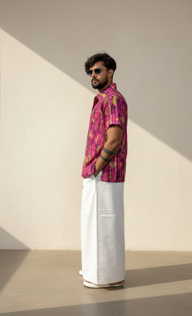 Men White Color With Classic Stripe Pajamalungi