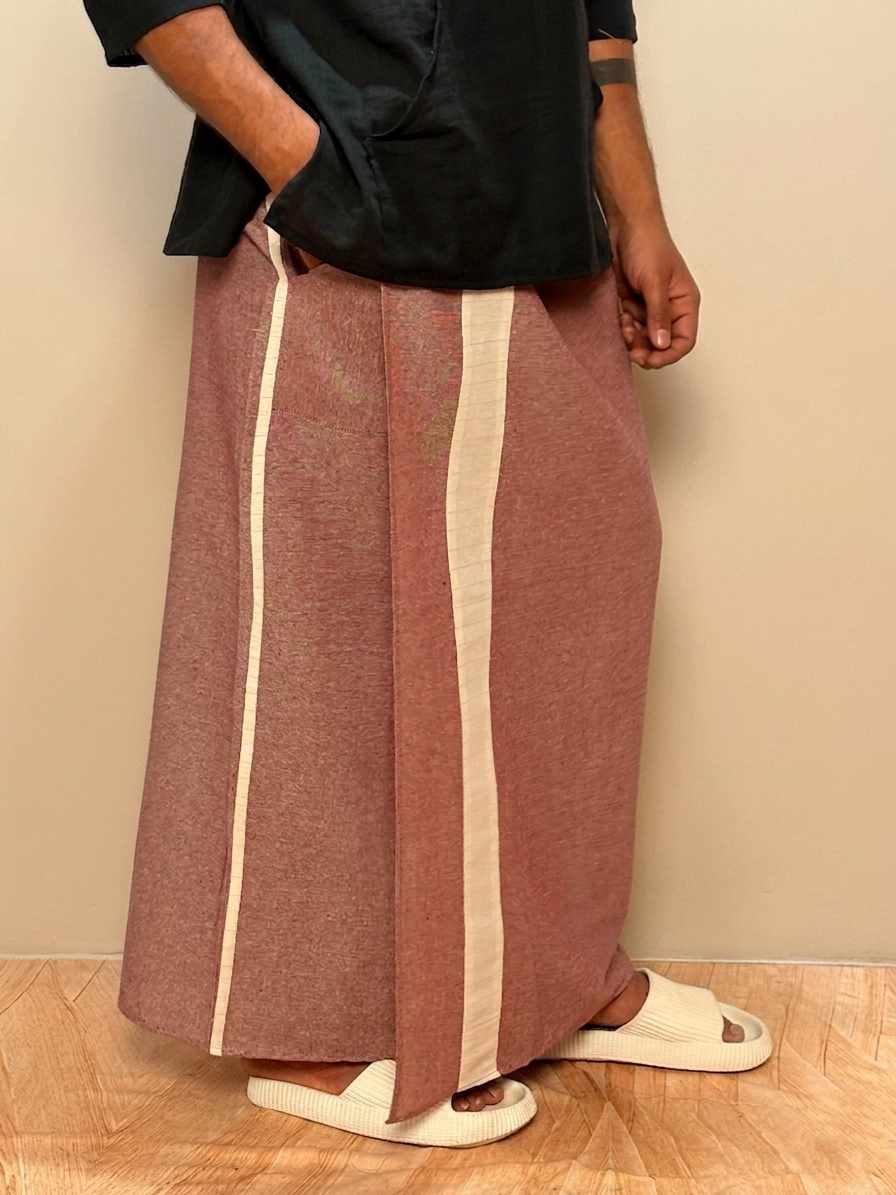Men Light Marron Color With White Contrast Stripe Pajamalungi