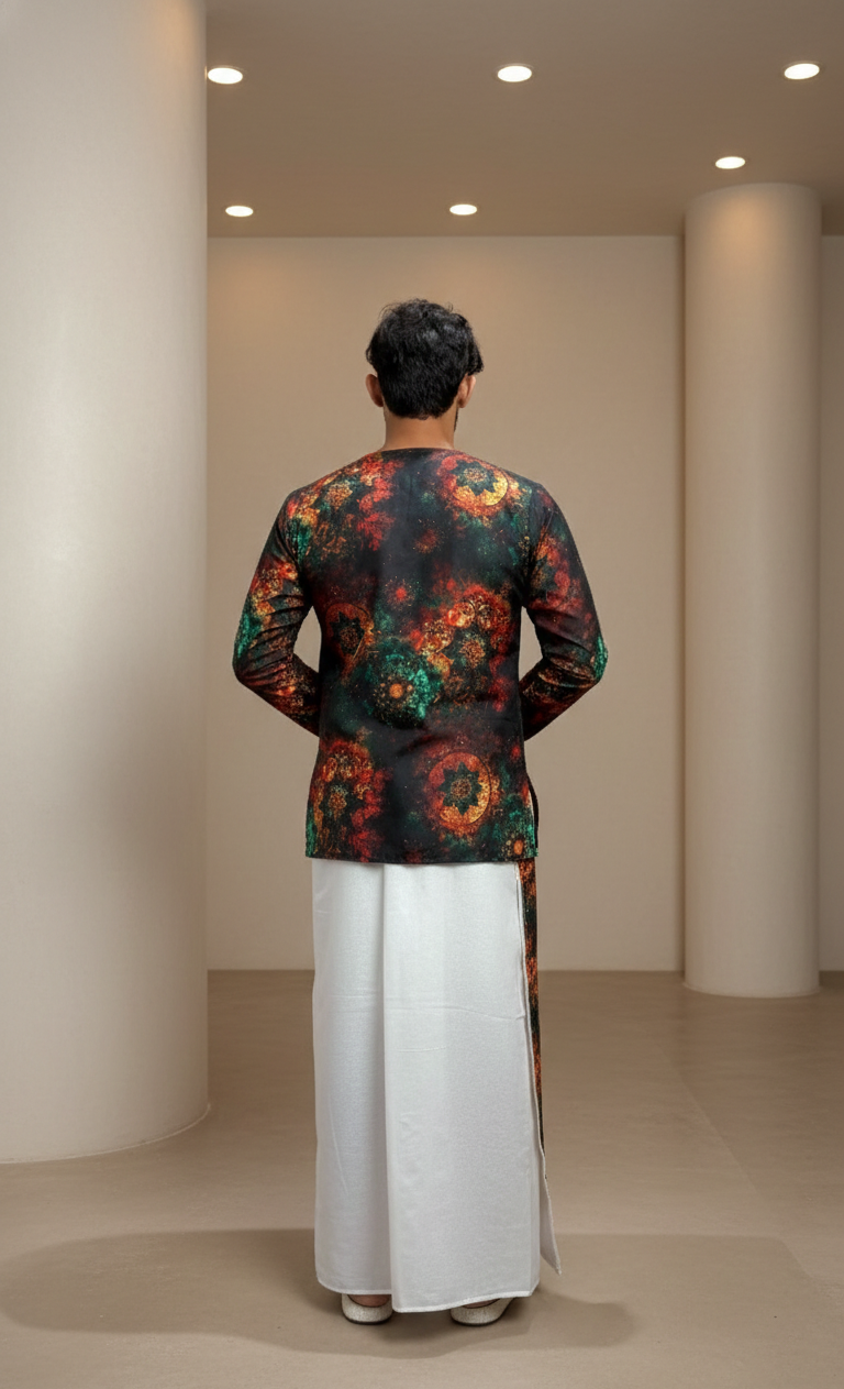 Men’s Multicolor Abstract Print Kurta
