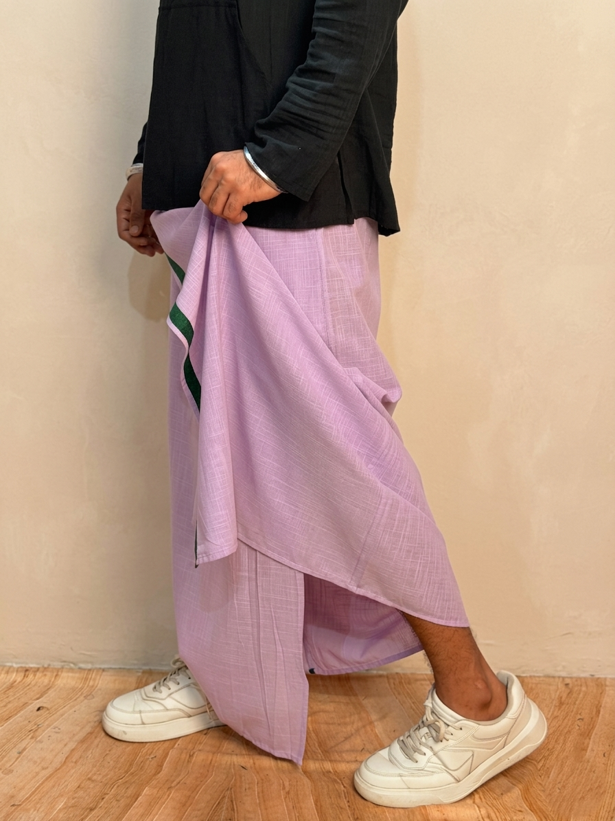 Men Mauve Color With Green Color Stripe pajamalungi