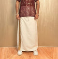 Men White Color With Copper Zari Stripe Pajamalungi