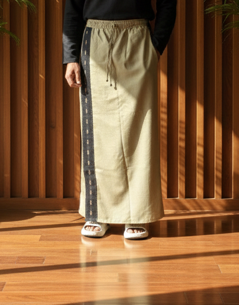 Men's Classic Sage Green Color With Black Stripe Pajamalungi
