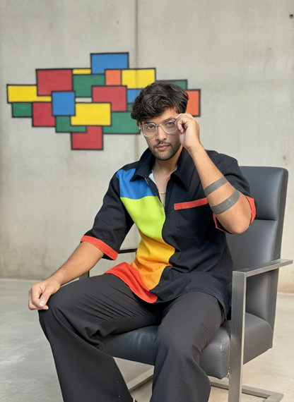 Rainbow multicolor digital print blazer for men – stylish party wear