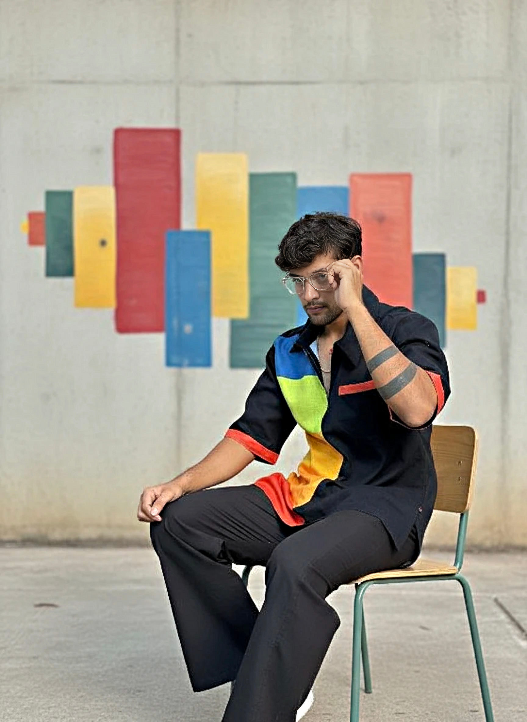 Rainbow multicolor digital print blazer for men – stylish party wear