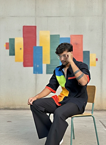 Rainbow multicolor digital print blazer for men – stylish party wear