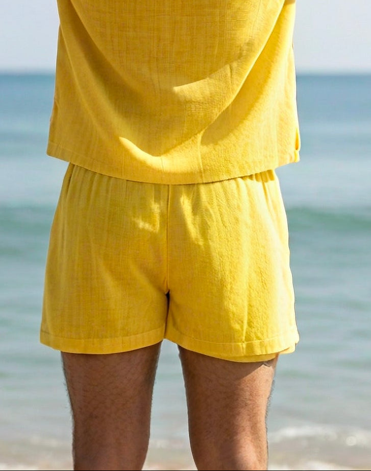 Yellow Sleeveless Beach Shorts for Men – Limited Edition