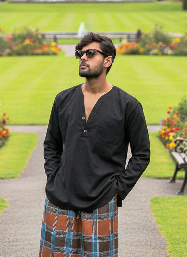 Full sleeves black kurta for men's