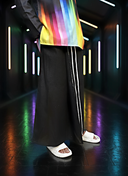 Black pajamalungi with stripes for men's