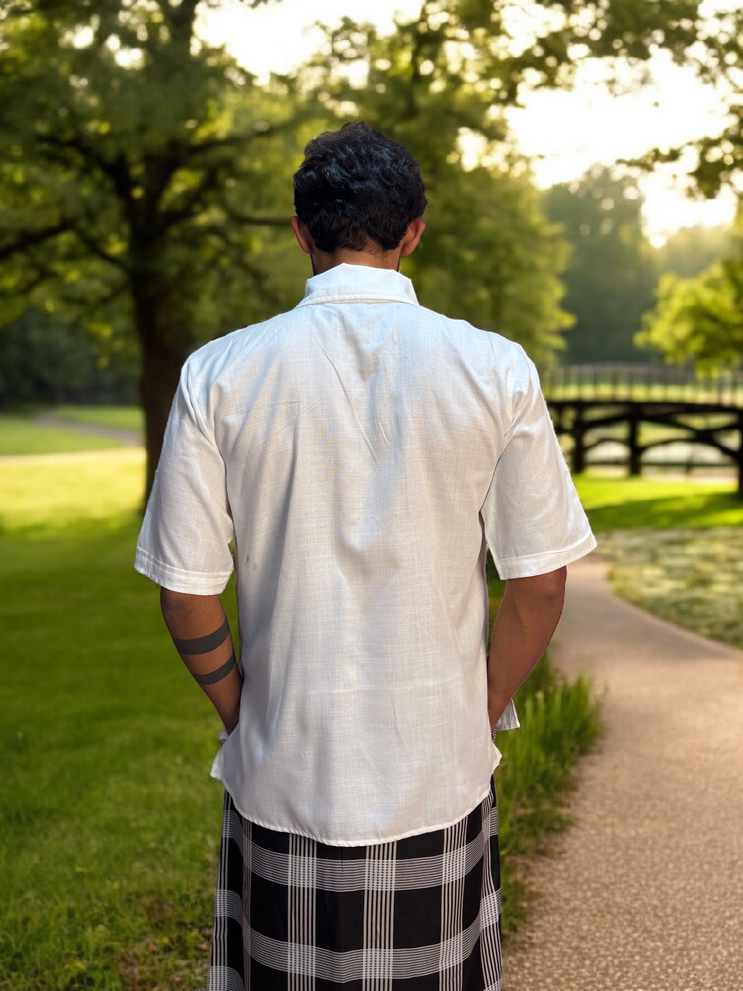 White kurta with budha print for men's