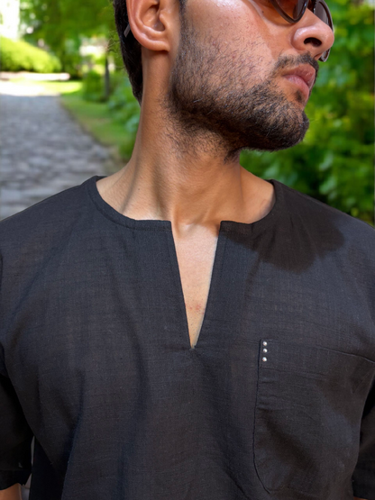 Black halfsleeve kurta for men's