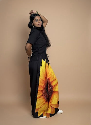 Women Sunflower black print Pajamalungi