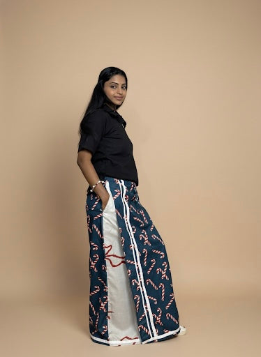 Women Dark Teal Candy Cane print Pajamalungi