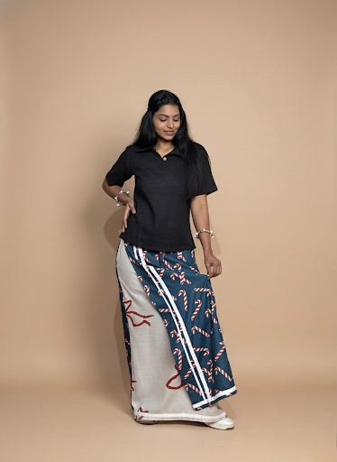 Women Dark Teal Candy Cane print Pajamalungi