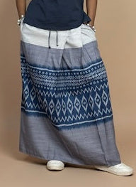 Women Blue Ikat Panel PajamaLungi
