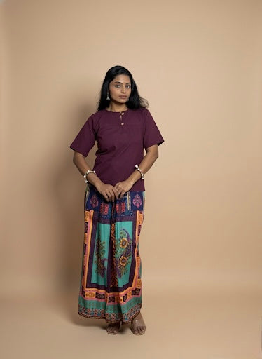 Women Wine Color Cotton Kurta