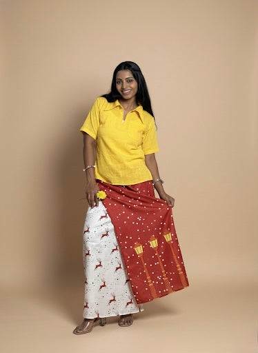 Women Red Snow/Lamppost Digital Print Pajamalungi