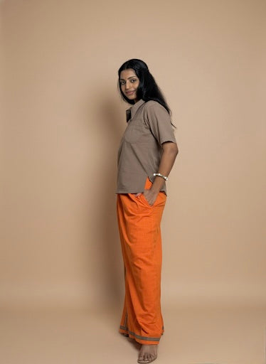 Orange pajamalungi with light green stripes for Women