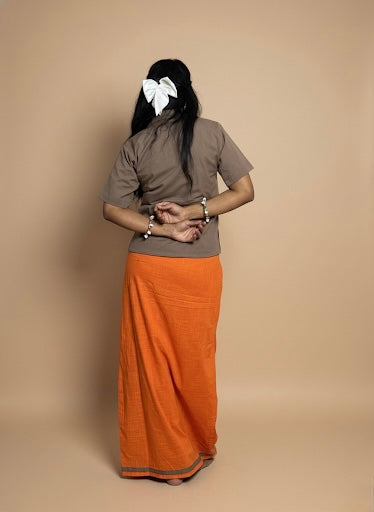 Orange pajamalungi with light green stripes for Women