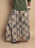 Women Beige Checkered Pajamalungi