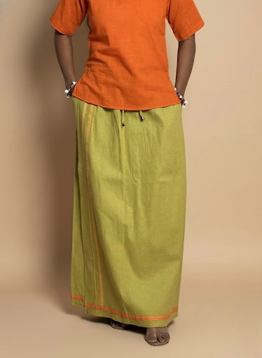 Light green pajamalungi with orange and yellow stripes for Women
