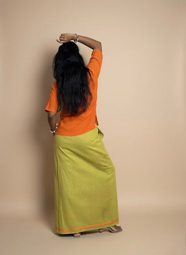 Light green pajamalungi with orange and yellow stripes for Women