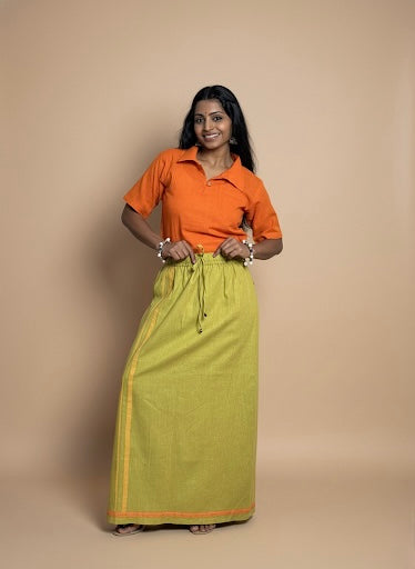 Light green pajamalungi with orange and yellow stripes for Women