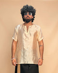 Men Light Gold Colour Silk Kurta
