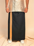 Men Black Color With Light Golden Zari Stripe Pajamalungi