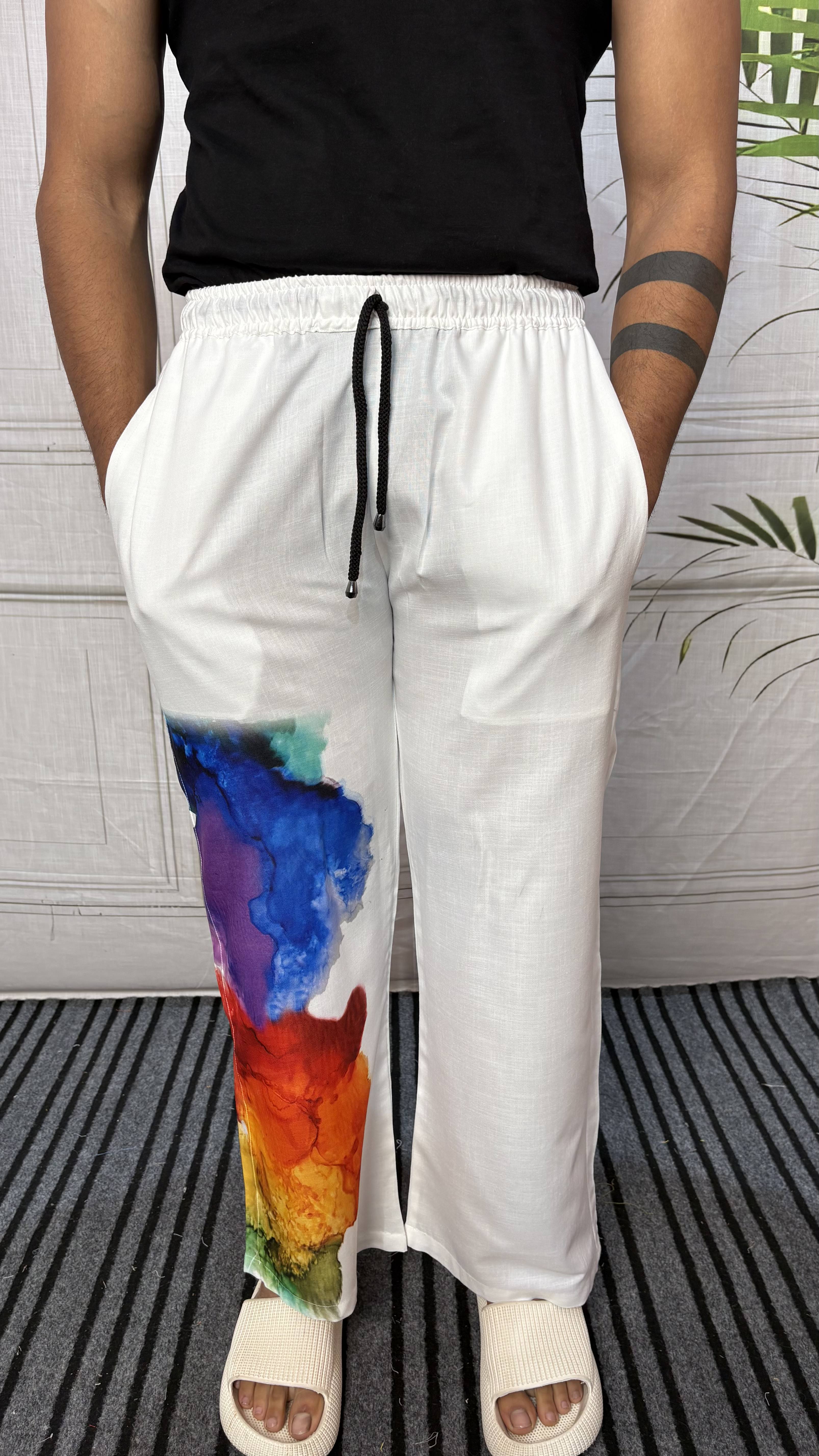 Men Watercolor Splash Print Pajama