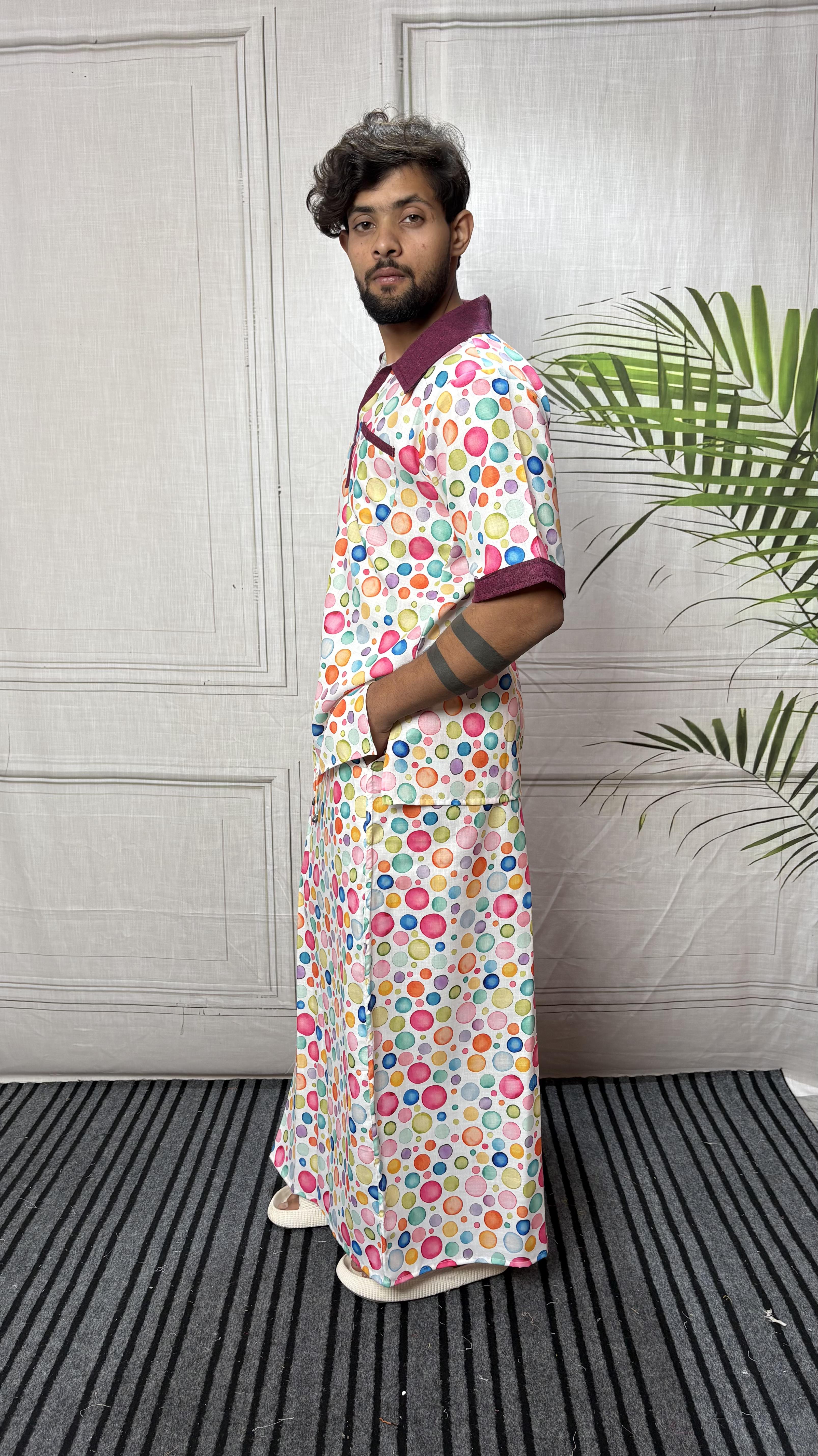 Men Multicolor Polka Dot Print pajamalungi