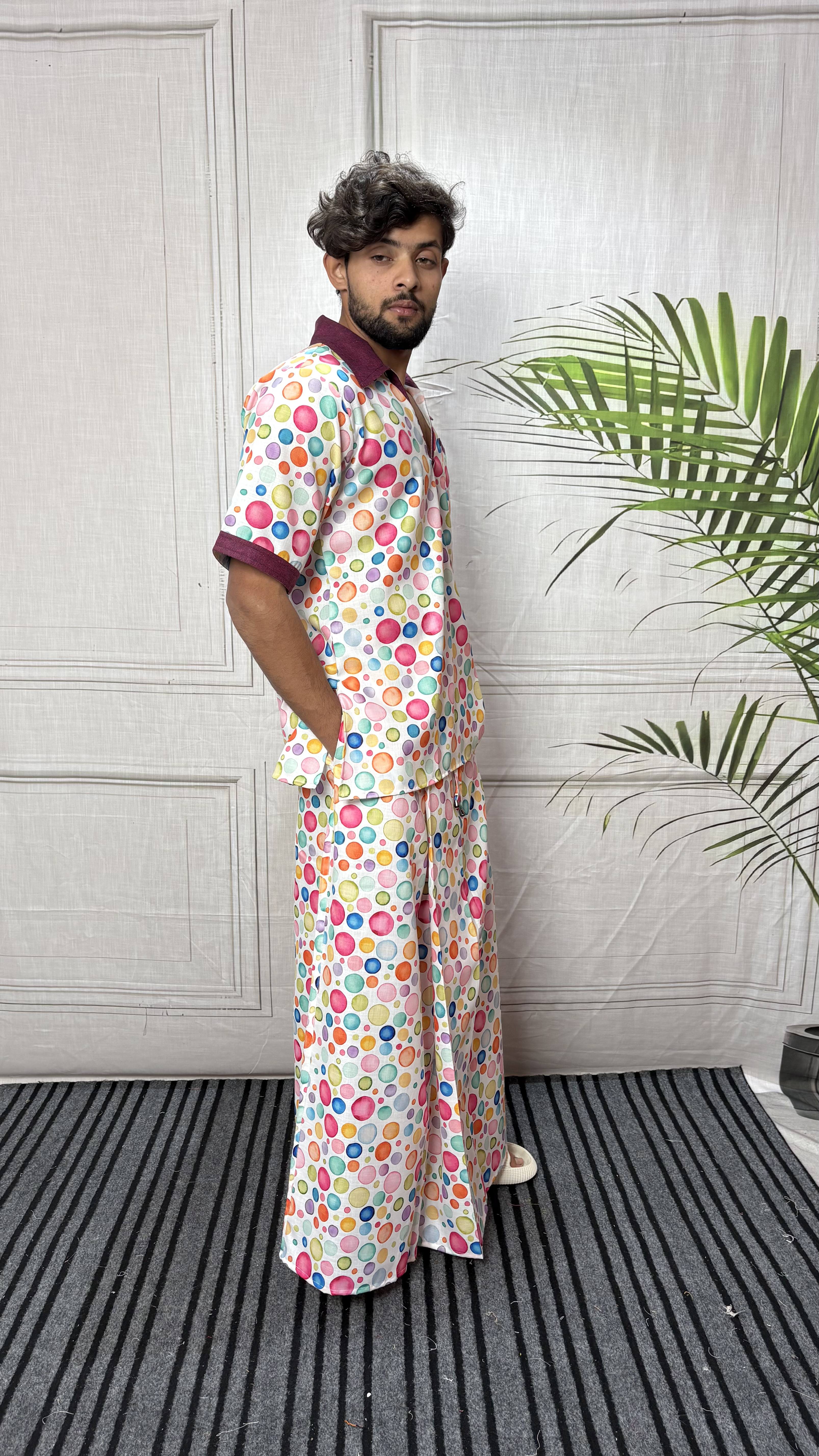 Men Multicolor Polka Dot Print pajamalungi