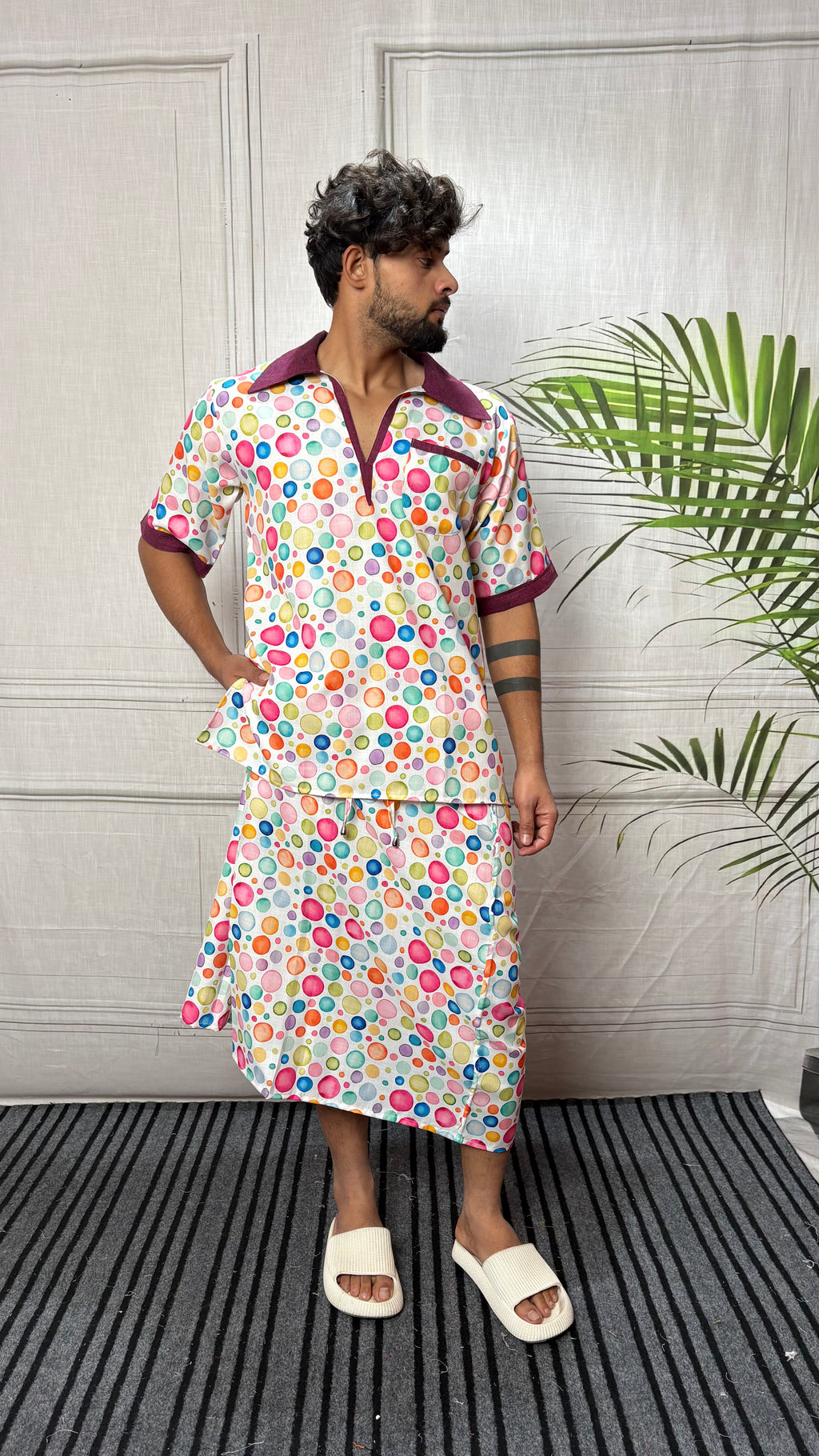 Men Multicolor Polka Dot Print pajamalungi