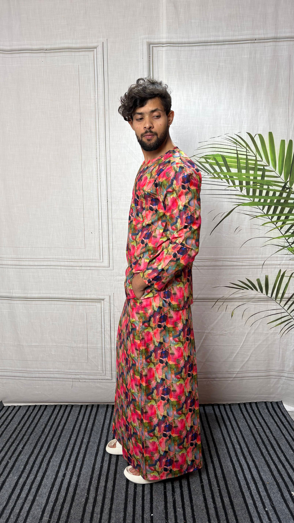 Men Abstract Brushstroke Print Pajamalungi