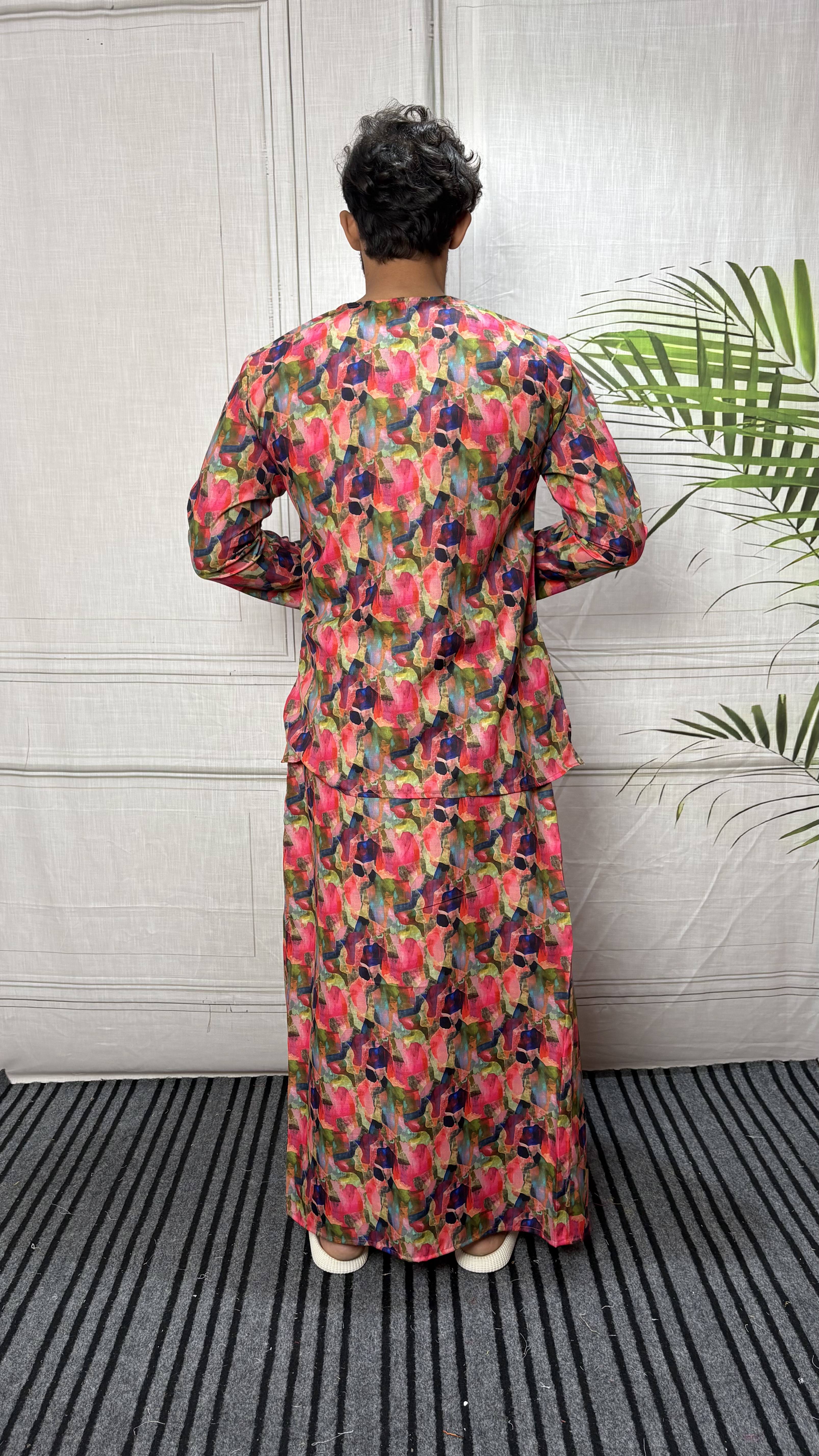 Men Abstract Brushstroke Print Pajamalungi
