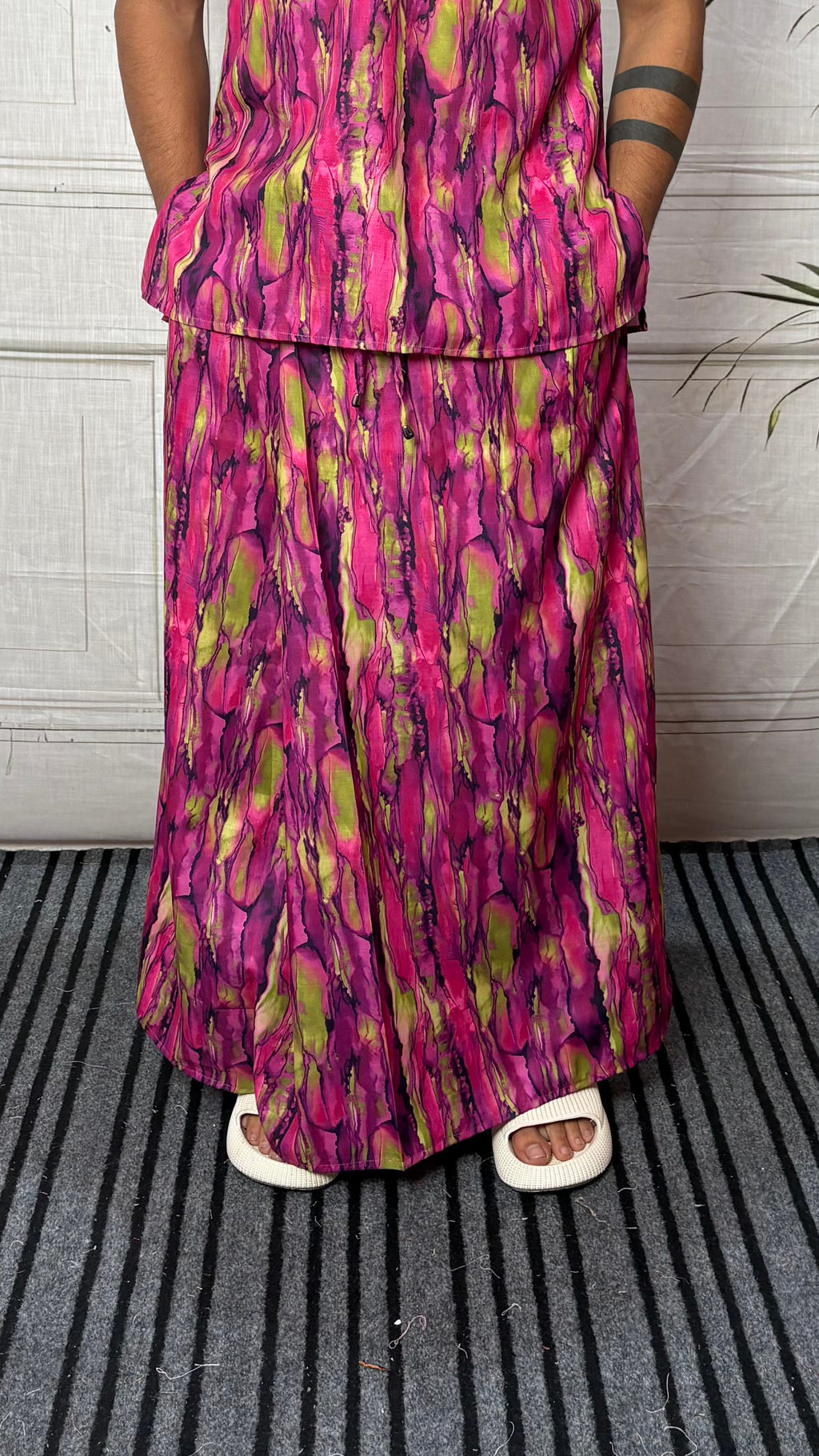 Men Marble Effect Abstract Print Pajamlungi
