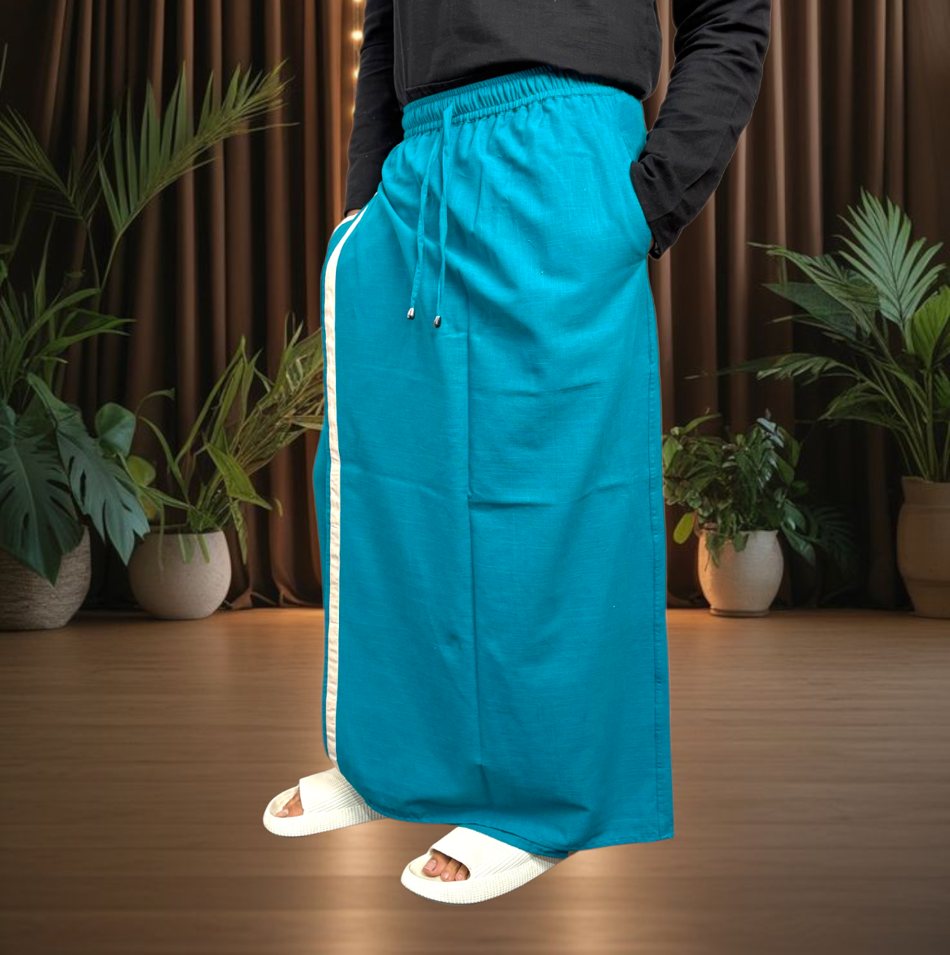 Men Ramagreen Color With White Stripe Pajamalungi