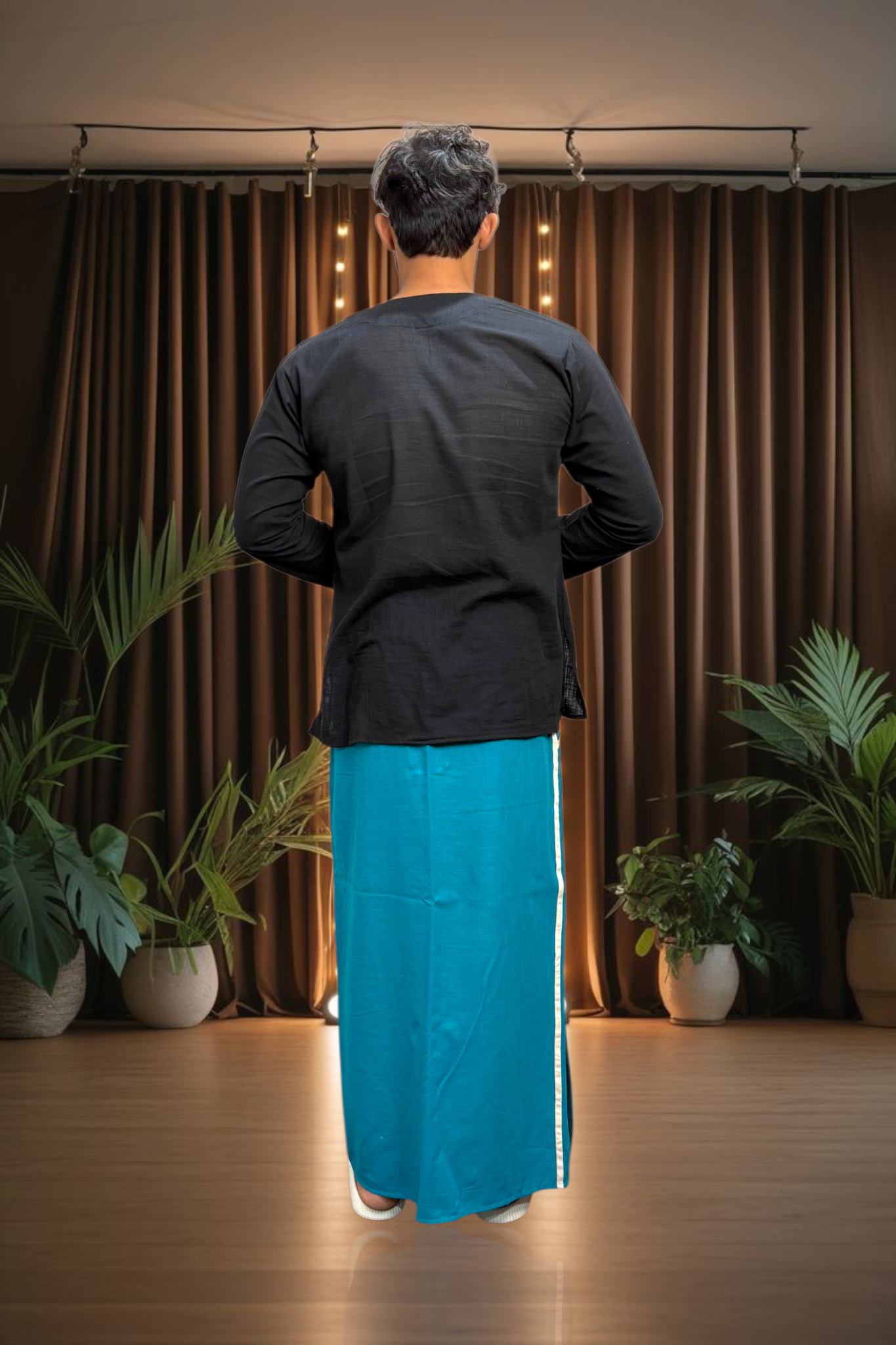 Men Ramagreen Color With White Stripe Pajamalungi