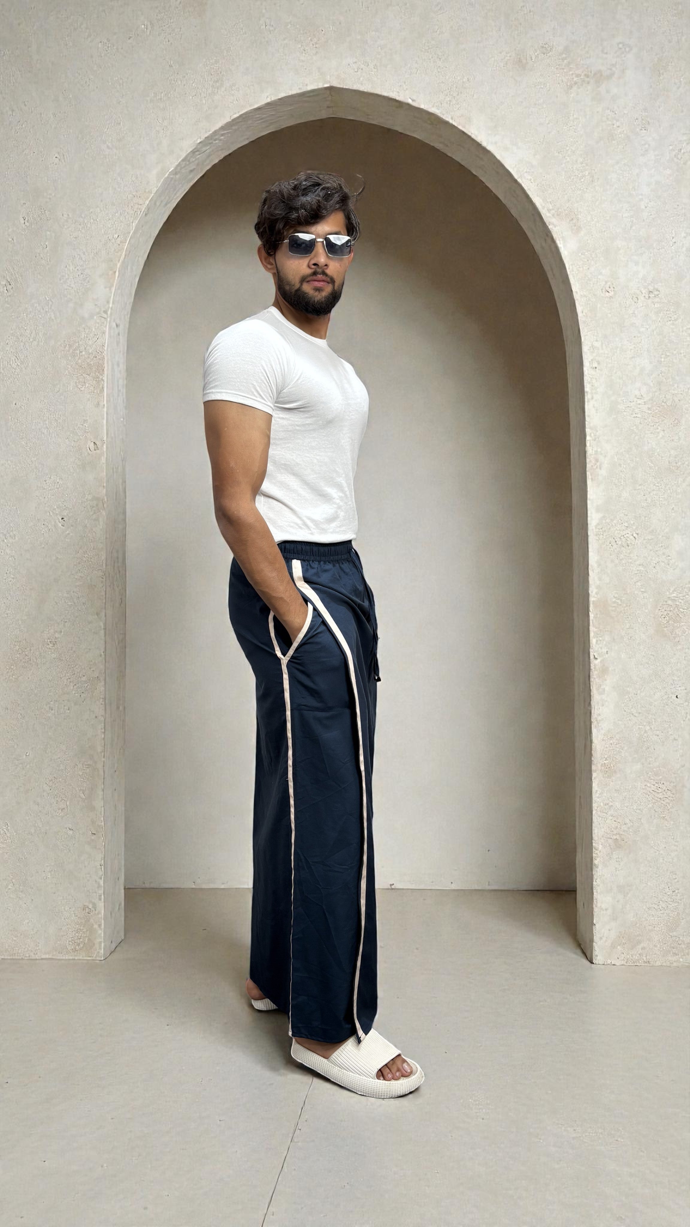 Men's Denim Blue Color With White Stripe Pajamalungi