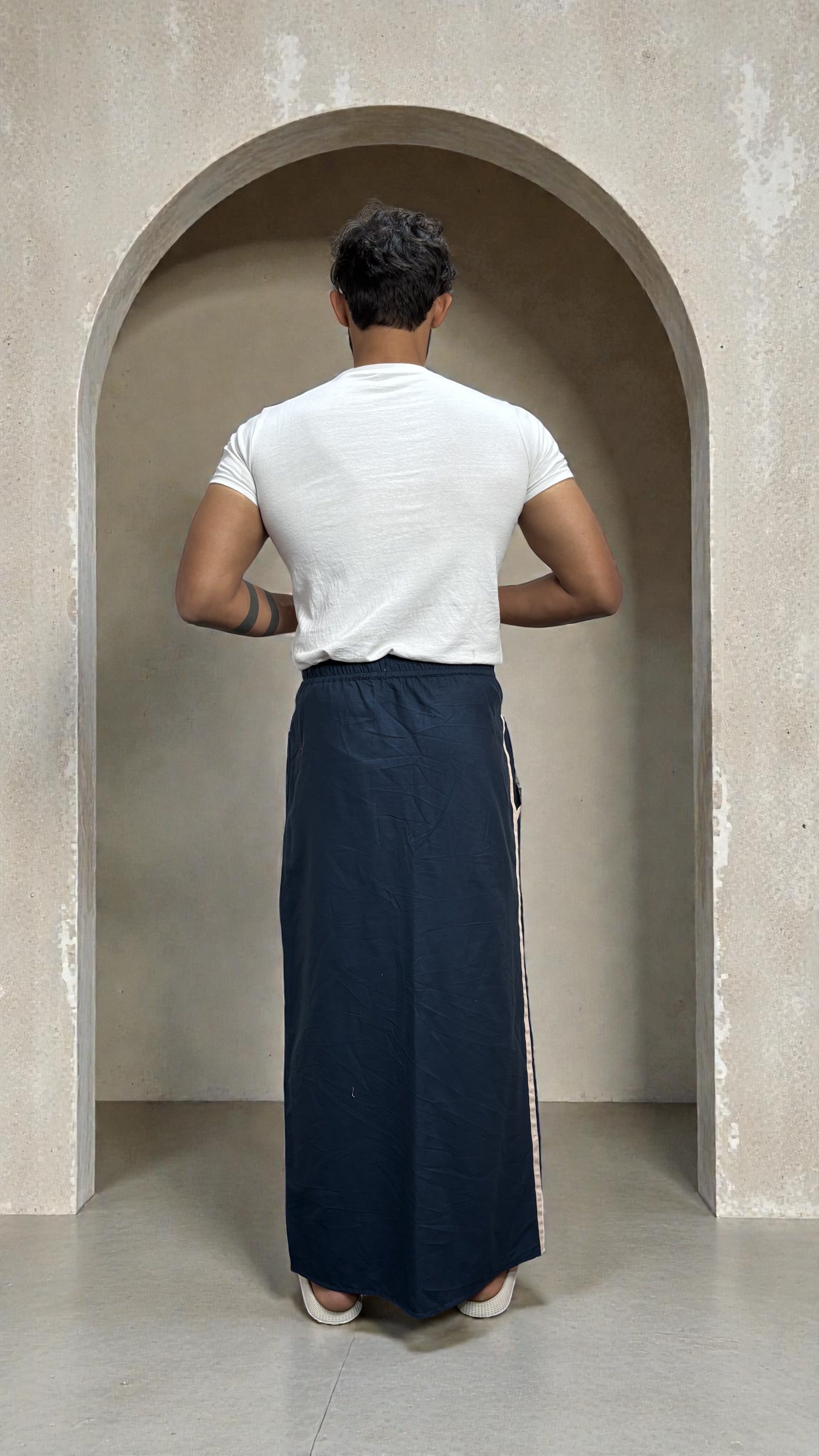 Men's Denim Blue Color With White Stripe Pajamalungi