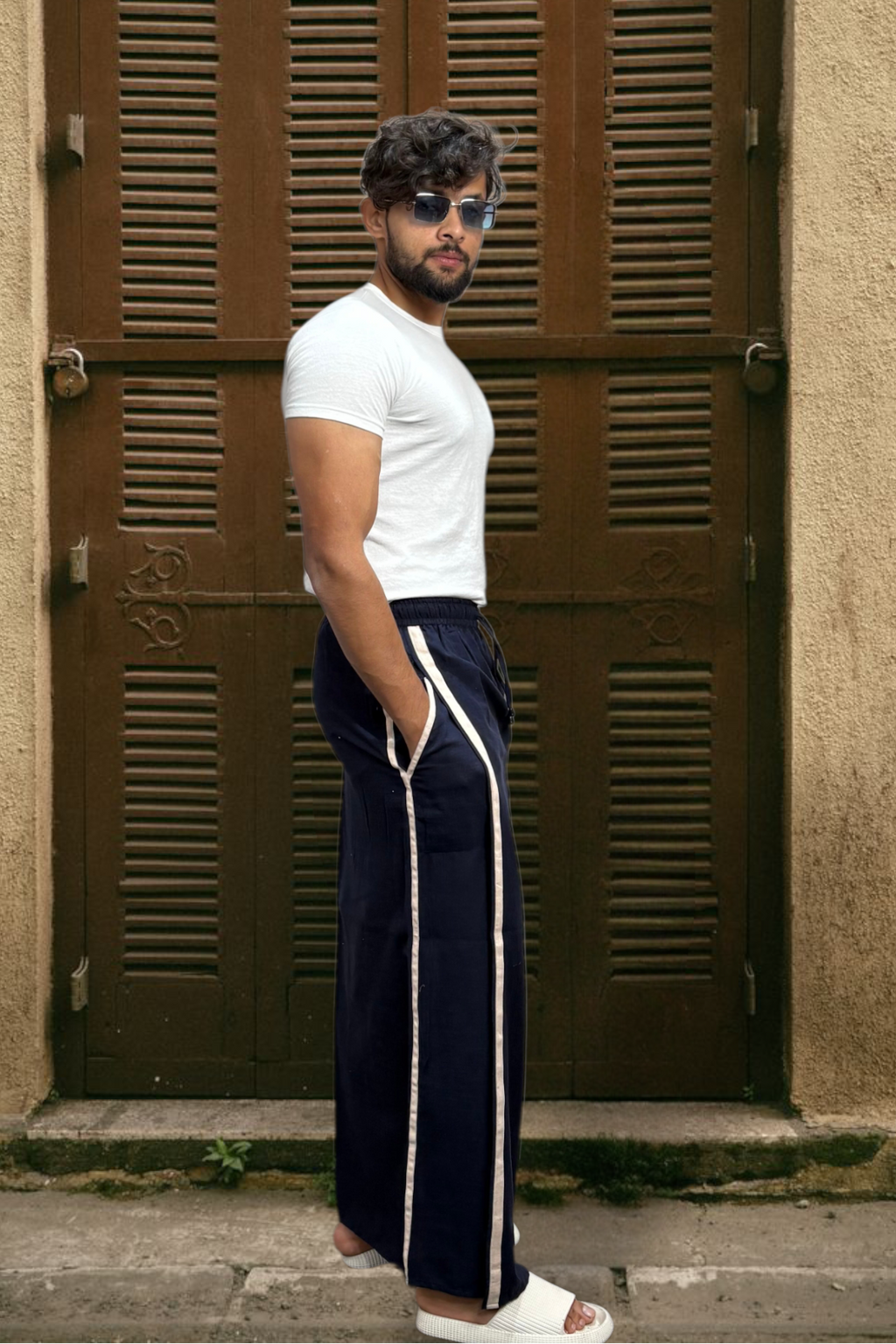 Men's Navy Blue Color With White Stripe Pajamalungi